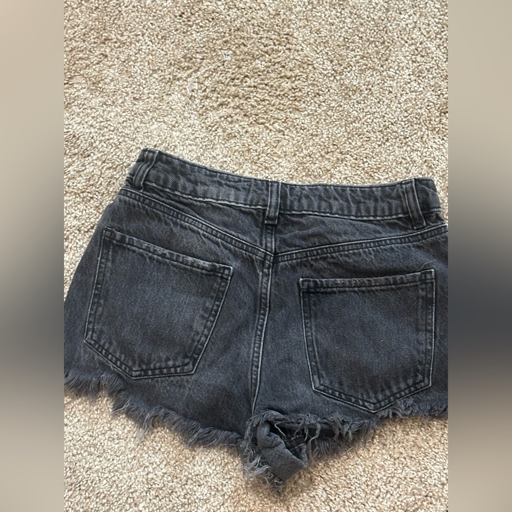 Garage Dark Gray Frayed Jean Shorts